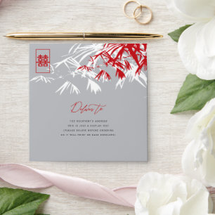 Bamboo Leaves Double Happiness Chinese Wedding Envelope
