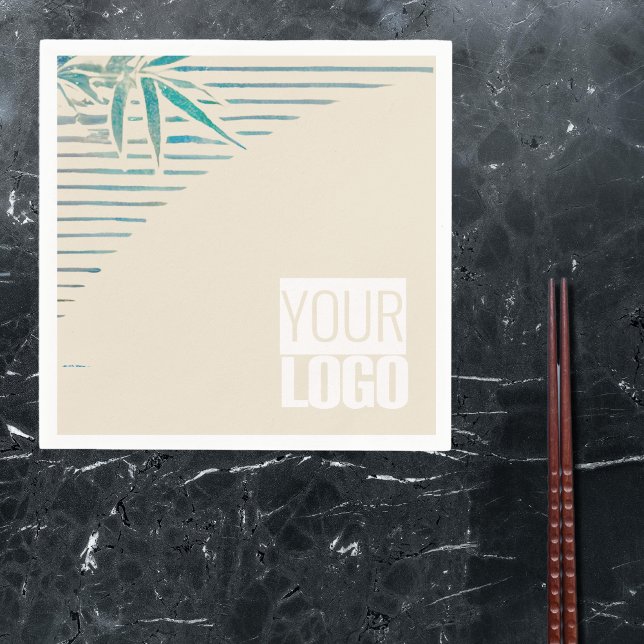 bamboo leaves in Ivory  - add logo  Napkins (Creator Uploaded)