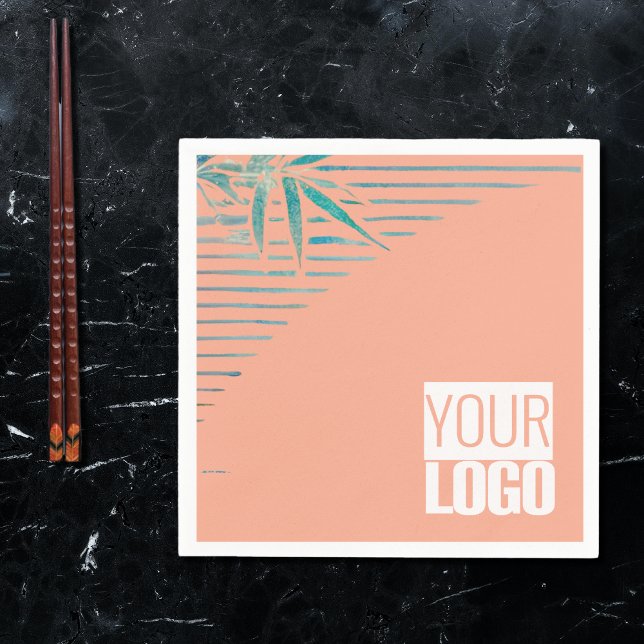 bamboo leaves in peach - add logo  napkins (Creator Uploaded)