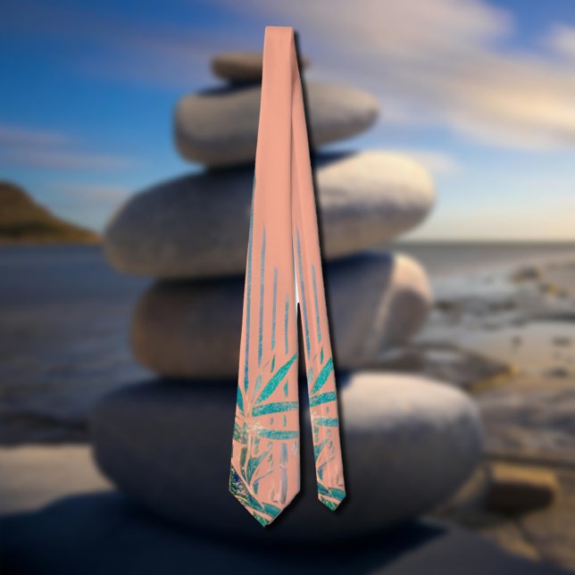 bamboo leaves in peach  neck tie (Creator Uploaded)