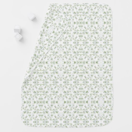bamboo leaves on a white background baby blanket
