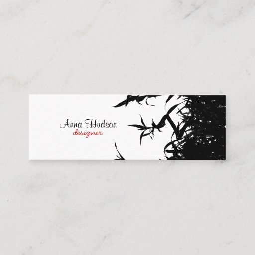 Customizable Bamboo Jungle Stalks Leaves Culms Black White Business Card