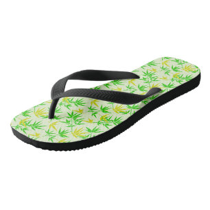 Bamboo leaves summer pattern flip flops