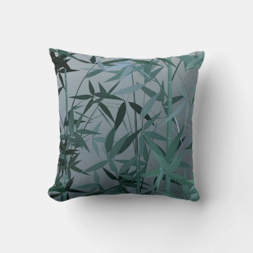 Bamboo leaves throw pillow
