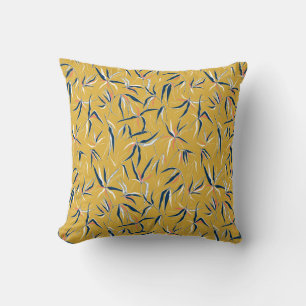 Bamboo Leaves: Tossed Vintage Pattern Throw Pillow