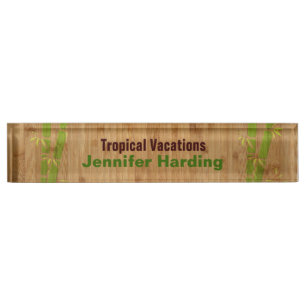 Bamboo Look Custom Desk Nameplate