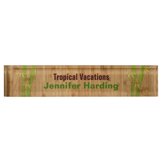 Bamboo Look Custom Desk Nameplate (Front)