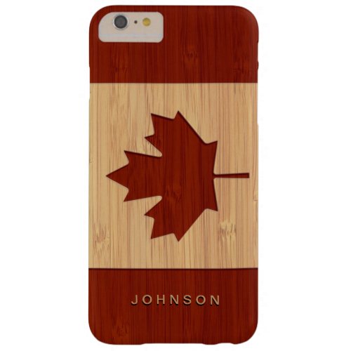 Bamboo Look Engraved Canada Flag Maple Leaf Barely There iPhone 6 Plus Case