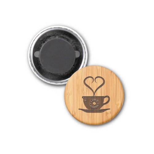 Bamboo Look  Engraved Cute I Love Coffee Magnet