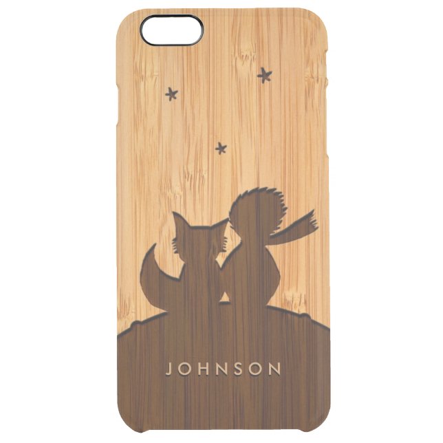 Bamboo Look & Engraved Little Prince with Fox Uncommon iPhone Case (Back)