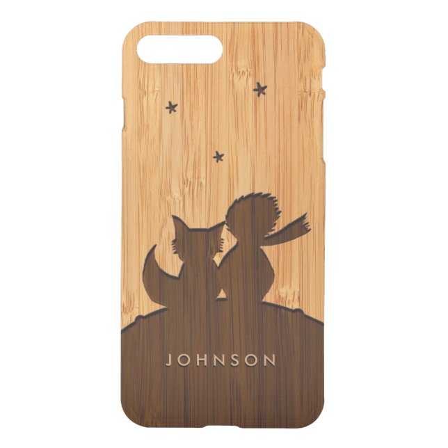 Bamboo Look & Engraved Little Prince with Fox Uncommon iPhone Case (Back)