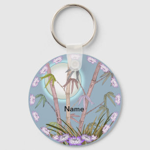 Bamboo Lotus Moon Keychain