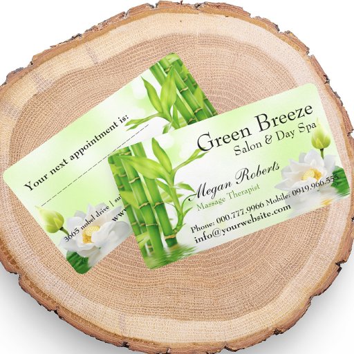 Customizable Bamboo Water Lotus Spa Skin Care Massage Salon Business Card Template