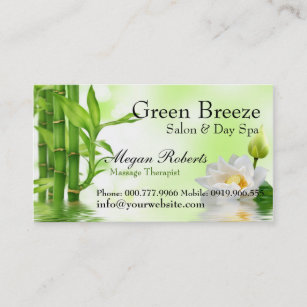 Bamboo Lotus Reiki Spa Skin Care Massage Salon Appointment Card