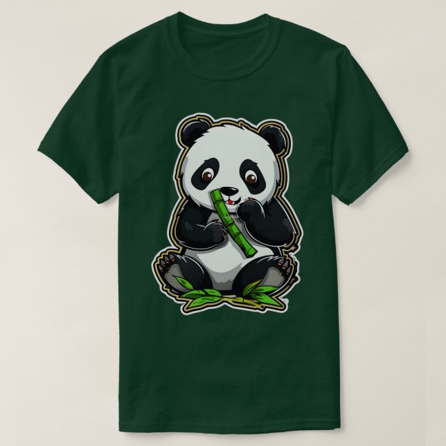 Bamboo Love Endearing Panda Eating 2 T-Shirt (Design Front)