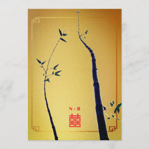 ©Bamboo Love/ Red Gold Chinese Wedding Invitation