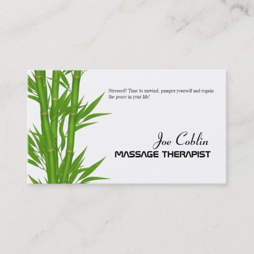 Bamboo Massage Therapist Business Card