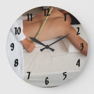 Bamboo Massage Therapy Relieves Tension Large Clock
