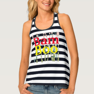 Bamboo Modern trend cute stripes black white women Tank Top
