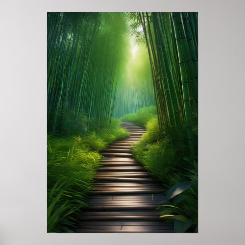 Bamboo Odyssey A Stunning Green Forest  Poster