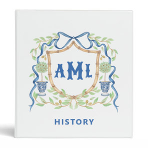 Bamboo & Olive Topiary Crest | Monogram School 3 Ring Binder