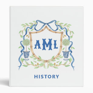 Bamboo & Olive Topiary Crest   Monogram School 3 Ring Binder