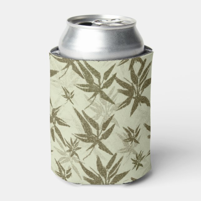 Bamboo on Beige Sheers - seamless surface pattern. Can Cooler (Can Front)