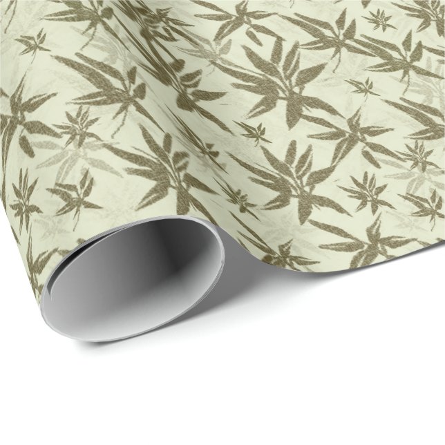 Bamboo on Beige Sheers - seamless surface pattern. Wrapping Paper (Roll Corner)