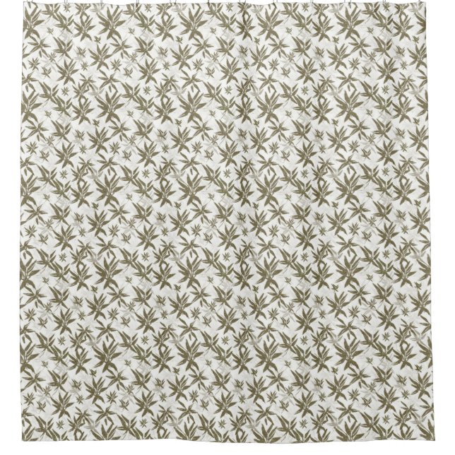 Bamboo on White Sheers - seamless surface pattern. Shower Curtain (Front)