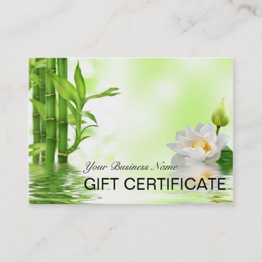 Customizable Bamboo Orchids Spa Salon Gift Certificate Business Card Templates