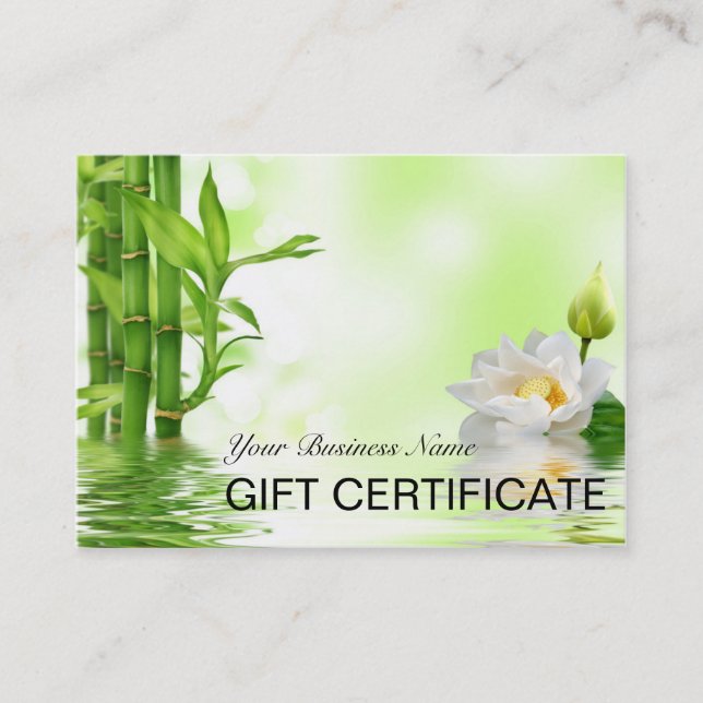 Bamboo Orchids Spa Salon Gift Certificate (Front)