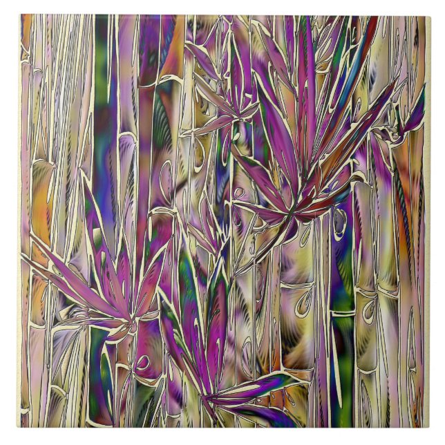 Bamboo Original Art Long Table Ceramic Tile (Front)