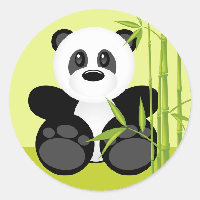 Bamboo Panda Bear Classic Round Sticker (Front)