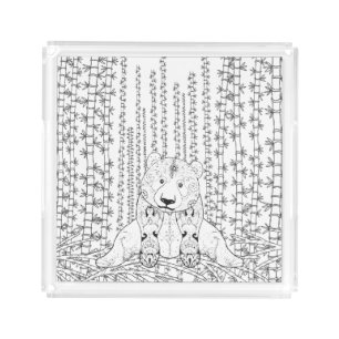 Bamboo Panda Doodle Acrylic Tray