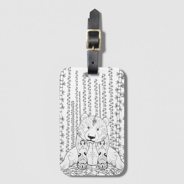 Bamboo Panda Doodle Luggage Tag (Front Vertical)