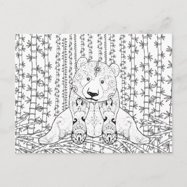 Bamboo Panda Doodle Postcard (Front)