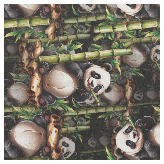 Bamboo Panda Pattern Design  Fabric (Close Up)