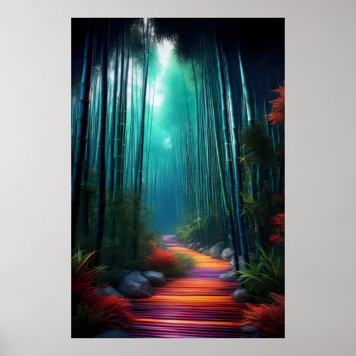 Bamboo Passage A Path of Brown Wood Poster