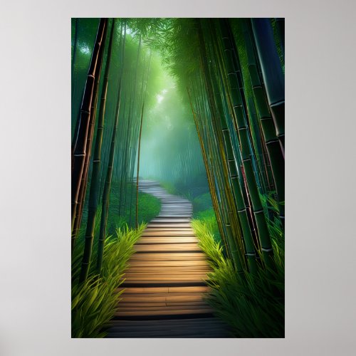 Bamboo Passage A Stunning Wooden Path Poster