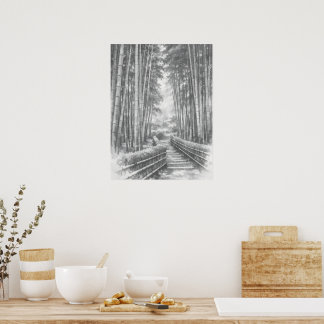 Bamboo Path in Light -Yang | Japanese Zen Wall Art