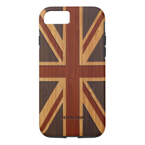 Bamboo Pattern Engraved Vintage UK Flag Union Jack iPhone 87 Case