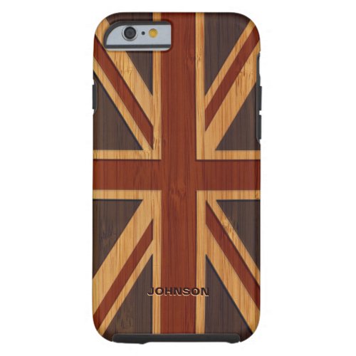 Bamboo Pattern Engraved Vintage UK Flag Union Jack Tough iPhone 6 Case