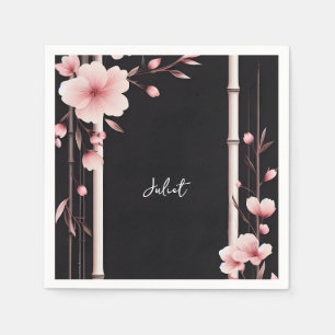 Bamboo Pink Sakura Cherry Blossom Bridal Shower Napkins