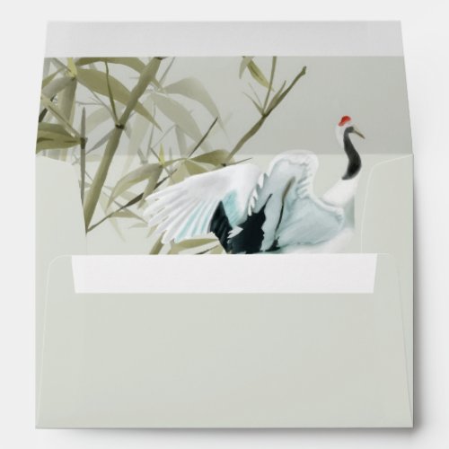 Bamboo Plant Japanese Crane  Envelope