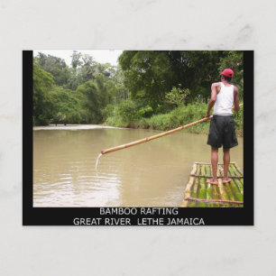 Bamboo Rafting Great River Lethe Jamaica Postcard