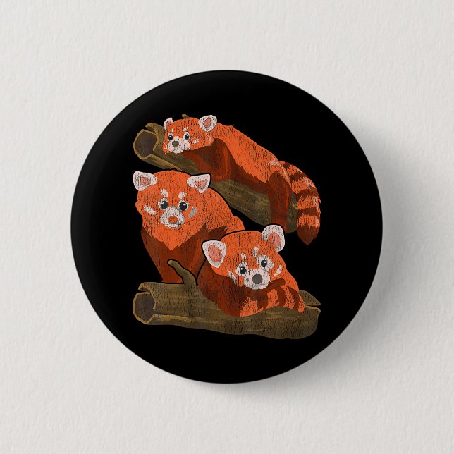 Bamboo Red Pandas Zoo Keeper Wildlife Animal Red Button (Front)