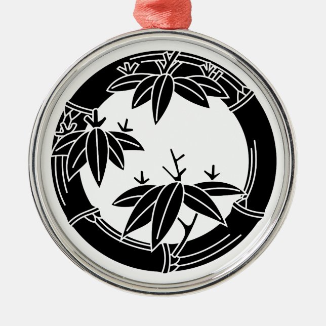 Bamboo ring with bamboo leaves metal ornament (Front)