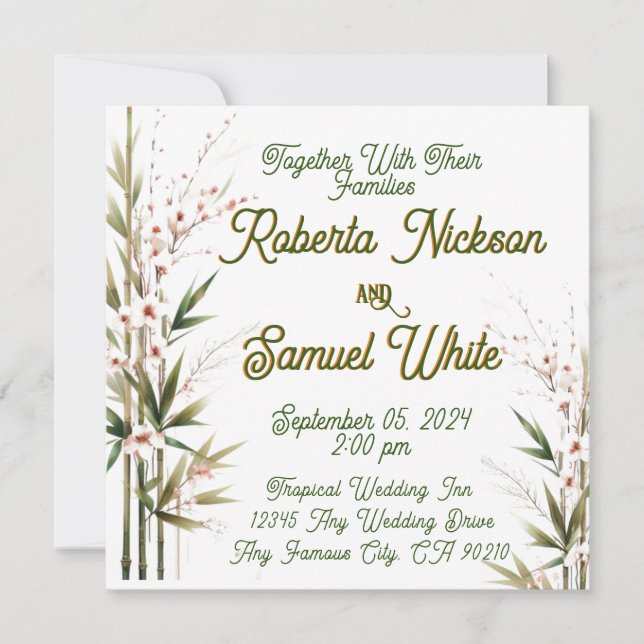 Bamboo Serenity Flat Save The Date Card (Front)