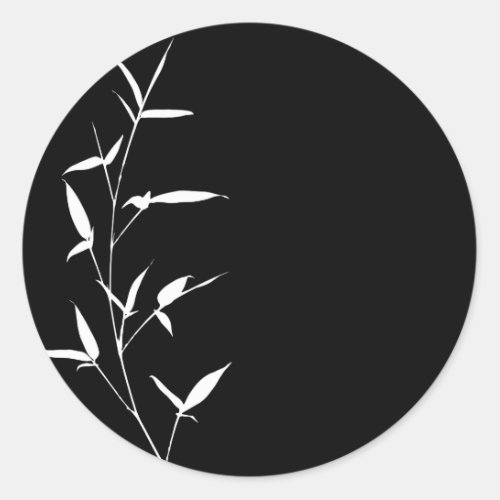 Bamboo Silhouette Background Template Black Blank Classic Round Sticker