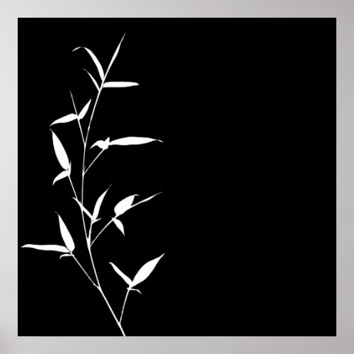 Bamboo Silhouette Background Template Black Blank Poster